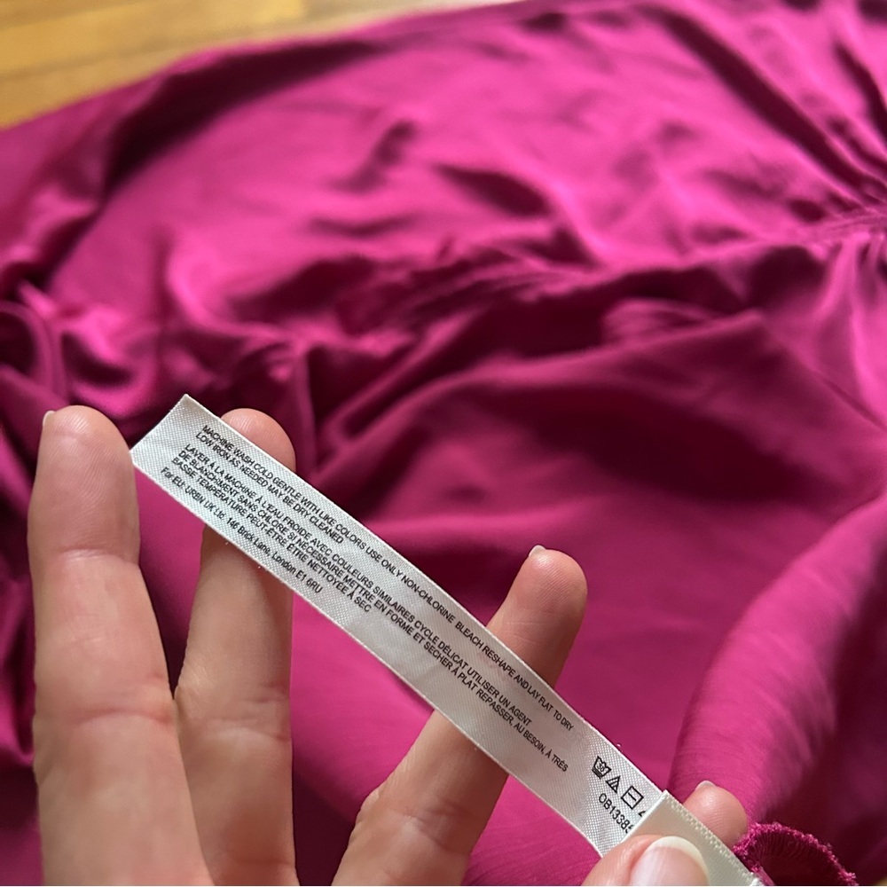 Intimately Free People Sz XL Nothing Better Pink Raspberry Midi Satin Slip Dress - Picture 12 of 16